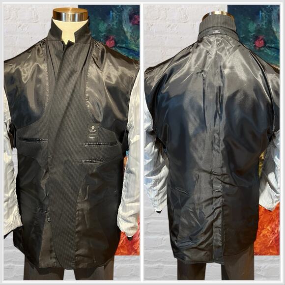 Haggar Suit Up 46L Dark Gray Multi-Stripe Mens Blazer Suit Jacket - Picture 9 of 16